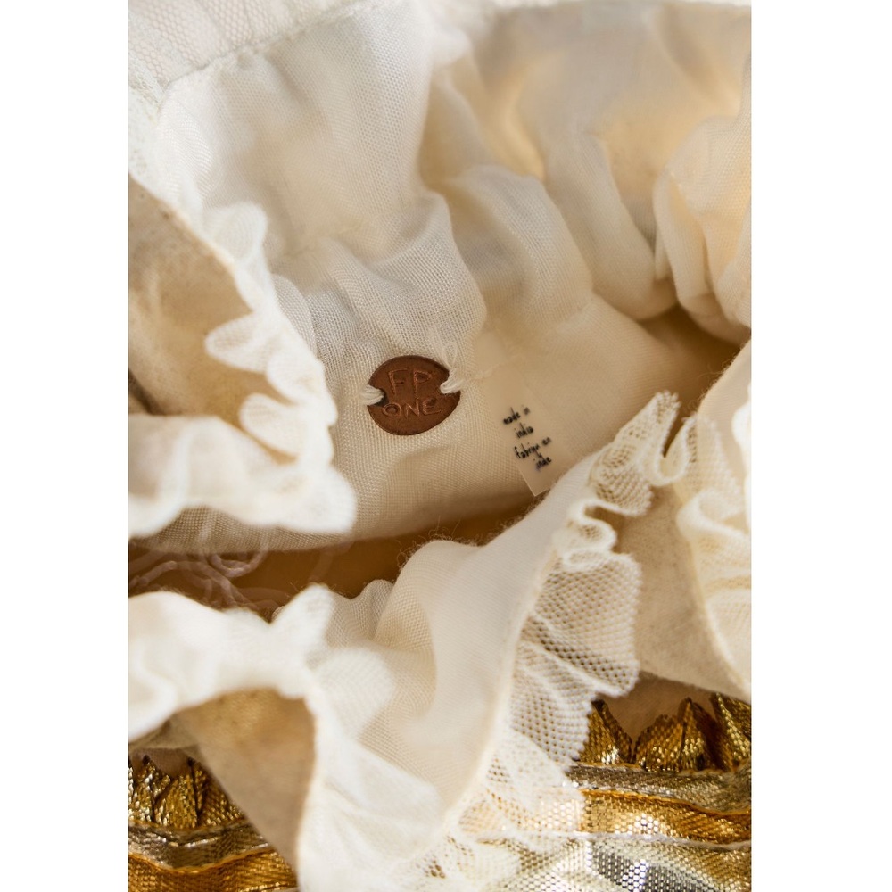 Free People Seasons Sparkle Mini Gift Sack Embroidered Pouch Bag Gold NEW NWT - Picture 3 of 14